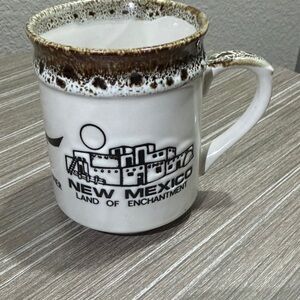 Weavers White New Mexico Ceramic Mug with Brown Speckled Rim